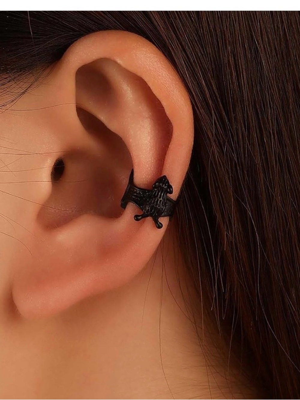 Black bat Ear Cuff non pierced earring clip on goth emo atl spooky bats pair new